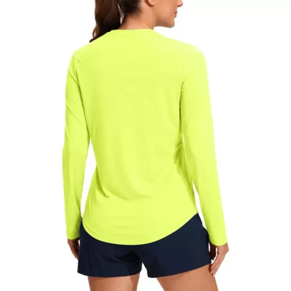 CRZ YOGA Womens UPF 50 Sun Shirts Long Sleeve UV Protection Workout Tops Lightweight Quick Dry Outdoor Hiking Running ShirtsNeon Yellow