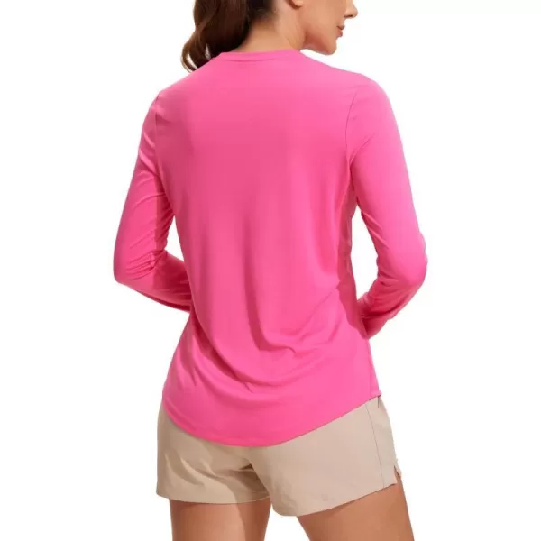 CRZ YOGA Womens UPF 50 Sun Shirts Long Sleeve UV Protection Workout Tops Lightweight Quick Dry Outdoor Hiking Running ShirtsSonic Pink