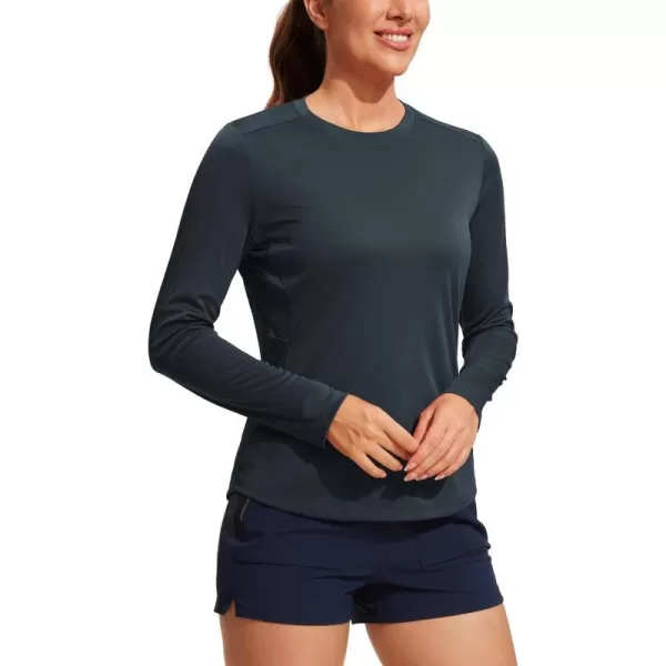 CRZ YOGA Womens UPF 50 Sun Shirts Long Sleeve UV Protection Workout Tops Lightweight Quick Dry Outdoor Hiking Running ShirtsTrue Navy