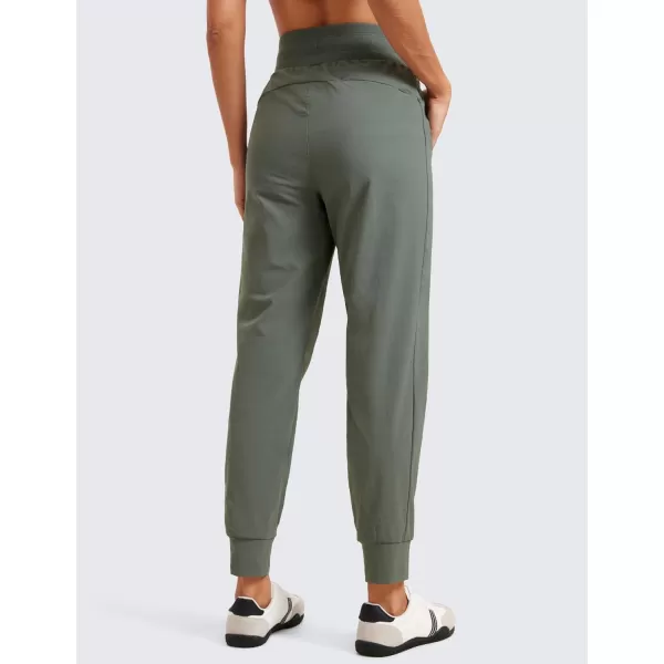 CRZ YOGA Athletic High Waisted Joggers for Women 275quot  Lightweight Workout Travel Casual Outdoor Hiking Pants with PocketsGrey Sage