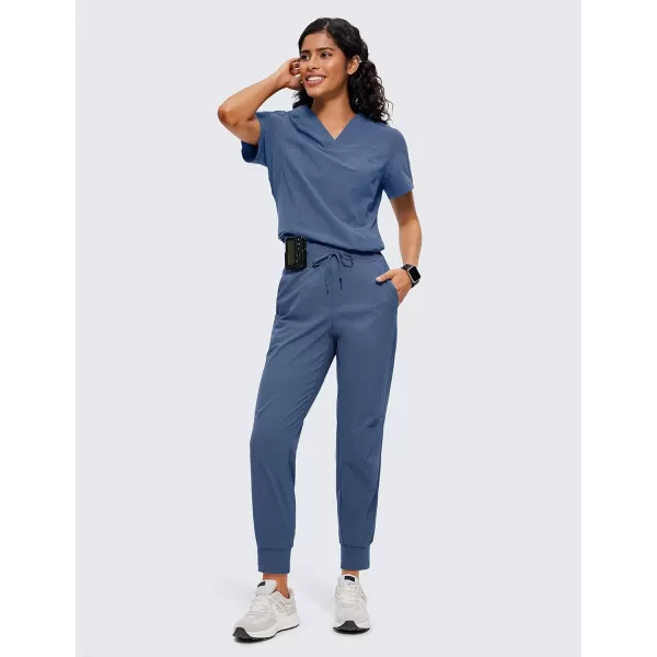 CRZ YOGA Athletic High Waisted Joggers for Women 275quot  Lightweight Workout Travel Casual Outdoor Hiking Pants with PocketsNubei Blue