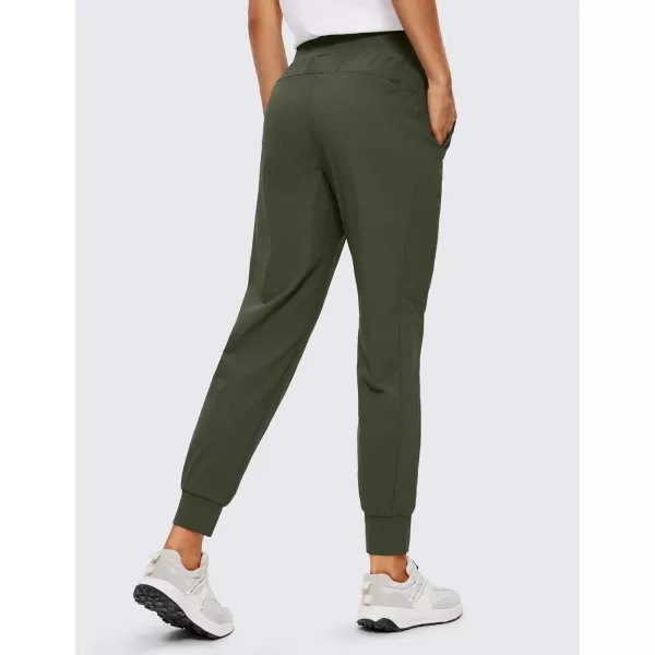 CRZ YOGA Athletic High Waisted Joggers for Women 275quot  Lightweight Workout Travel Casual Outdoor Hiking Pants with PocketsOlive Green