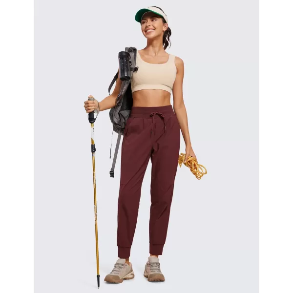 CRZ YOGA Athletic High Waisted Joggers for Women 275quot  Lightweight Workout Travel Casual Outdoor Hiking Pants with PocketsRed Merlot