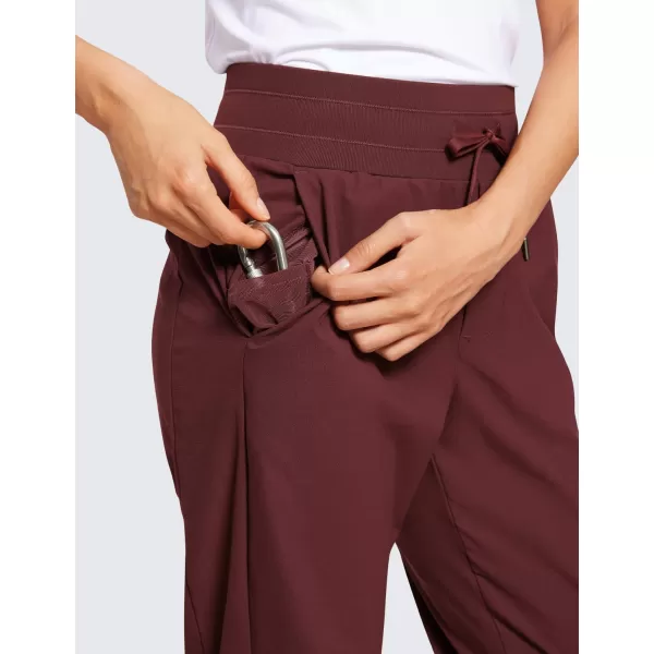 CRZ YOGA Athletic High Waisted Joggers for Women 275quot  Lightweight Workout Travel Casual Outdoor Hiking Pants with PocketsRed Merlot