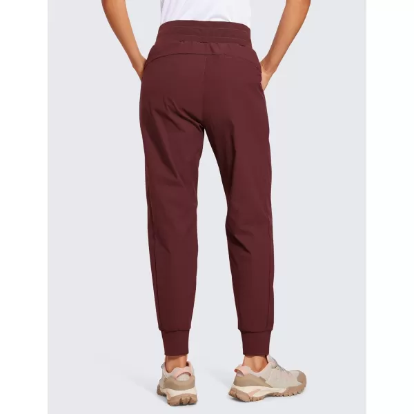 CRZ YOGA Athletic High Waisted Joggers for Women 275quot  Lightweight Workout Travel Casual Outdoor Hiking Pants with PocketsRed Merlot