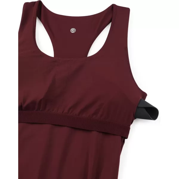 CRZ YOGA Butterluxe Womens Racerback Maternity Tank Tops Ruched Sleeveless Pregnancy Yoga Top with Built in Bra Workout ShirtRed Merlot