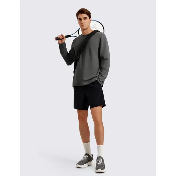 CRZ YOGA Fleece Crewneck Sweatshirt for Men Long Sleeve Breathable Workout Casual Pullover Basic SweatshirtsAnthracite