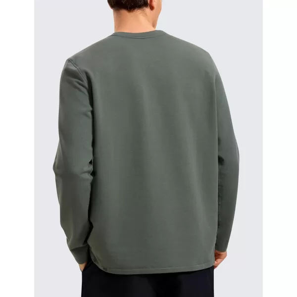 CRZ YOGA Fleece Crewneck Sweatshirt for Men Long Sleeve Breathable Workout Casual Pullover Basic SweatshirtsGrey Sage