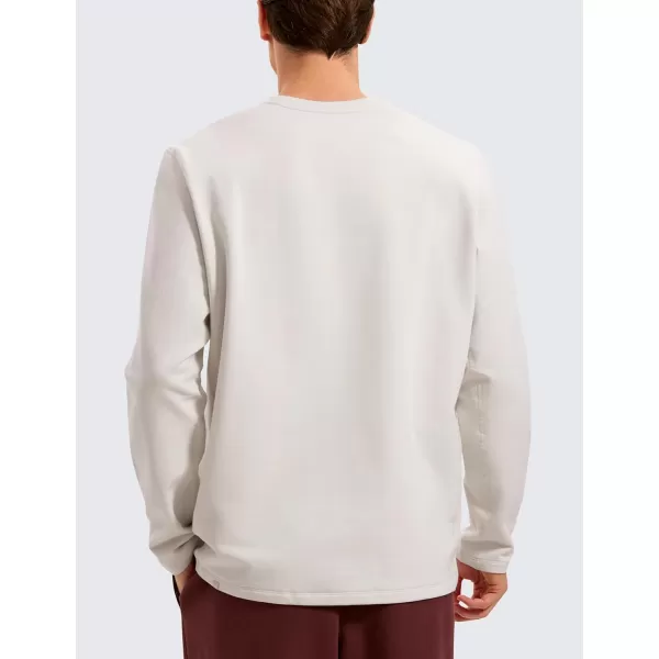 CRZ YOGA Fleece Crewneck Sweatshirt for Men Long Sleeve Breathable Workout Casual Pullover Basic SweatshirtsMilky White