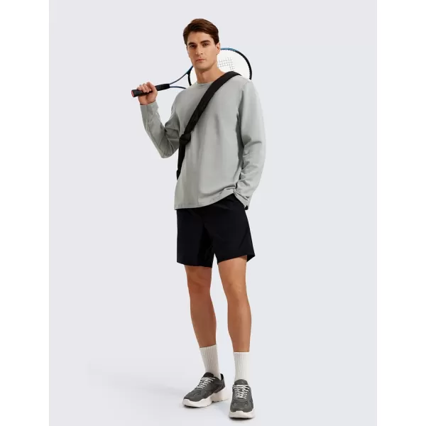 CRZ YOGA Fleece Crewneck Sweatshirt for Men Long Sleeve Breathable Workout Casual Pullover Basic SweatshirtsSterling