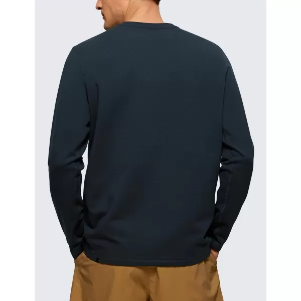 CRZ YOGA Fleece Crewneck Sweatshirt for Men Long Sleeve Breathable Workout Casual Pullover Basic SweatshirtsTrue Navy