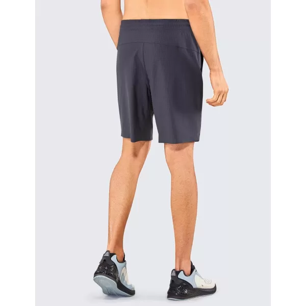 CRZ YOGA Mens Linerless Workout Shorts  9 Quick Dry Running Sports Athletic Gym Shorts with PocketsDark Grey Jacquard