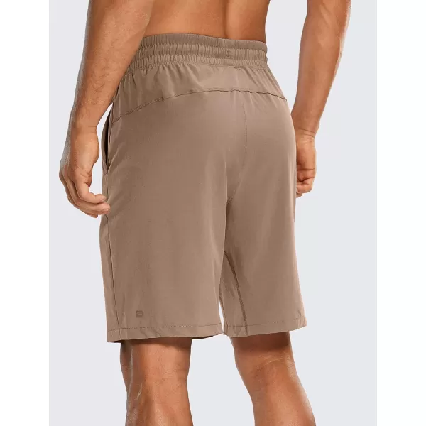 CRZ YOGA Mens Linerless Workout Shorts  9 Quick Dry Running Sports Athletic Gym Shorts with PocketsMineral Brown