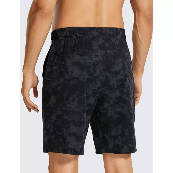 CRZ YOGA Mens Linerless Workout Shorts  9 Quick Dry Running Sports Athletic Gym Shorts with PocketsTie Dye Smoke Ink