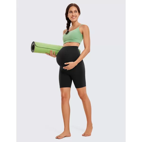 CRZ YOGA Womens Butterluxe Maternity Yoga Shorts 6quot  Over The Belly Pregnancy Workout Athletic Biker ShortsBlack
