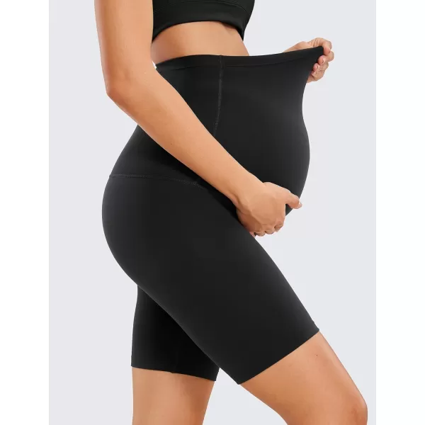 CRZ YOGA Womens Butterluxe Maternity Yoga Shorts 6quot  Over The Belly Pregnancy Workout Athletic Biker ShortsBlack