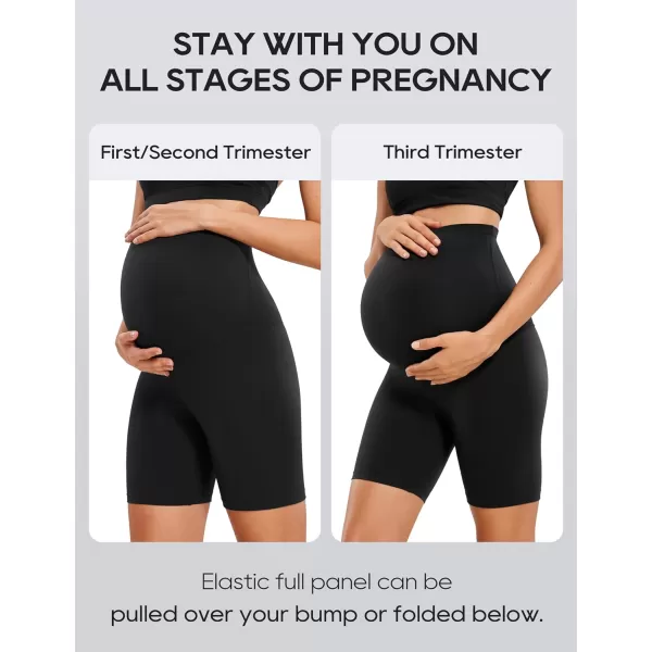 CRZ YOGA Womens Butterluxe Maternity Yoga Shorts 6quot  Over The Belly Pregnancy Workout Athletic Biker ShortsBlack