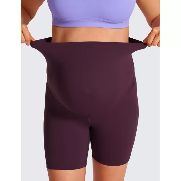 CRZ YOGA Womens Butterluxe Maternity Yoga Shorts 6quot  Over The Belly Pregnancy Workout Athletic Biker ShortsDeep Purple