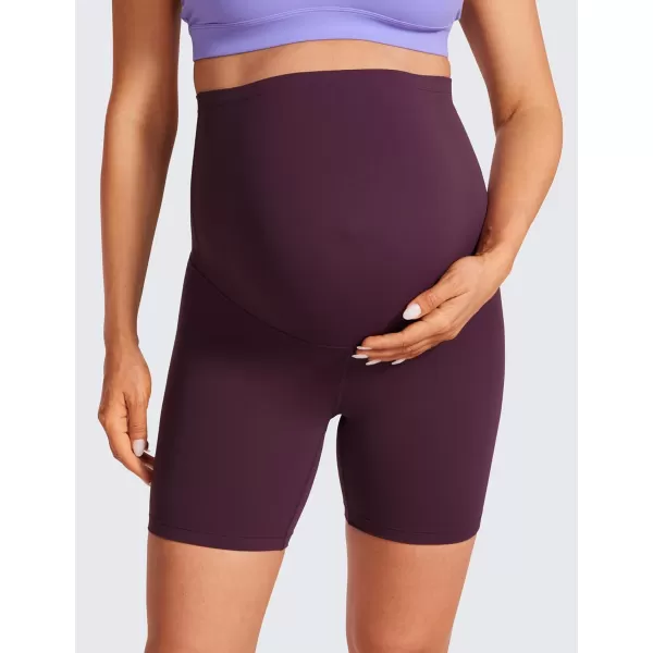 CRZ YOGA Womens Butterluxe Maternity Yoga Shorts 6quot  Over The Belly Pregnancy Workout Athletic Biker ShortsDeep Purple