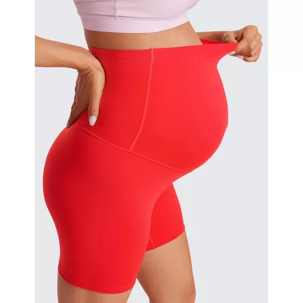 CRZ YOGA Womens Butterluxe Maternity Yoga Shorts 6quot  Over The Belly Pregnancy Workout Athletic Biker ShortsDeep Red