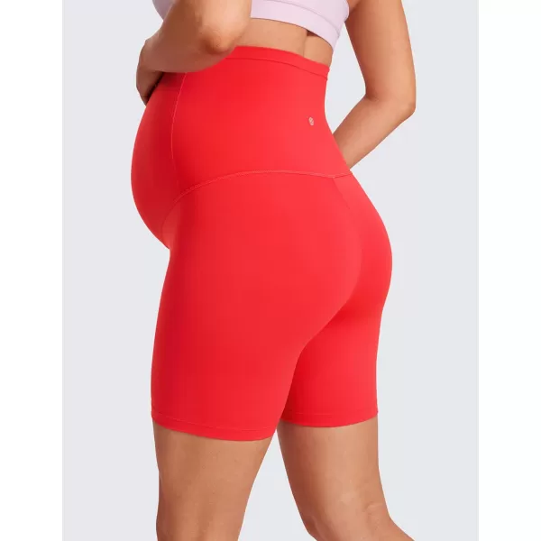 CRZ YOGA Womens Butterluxe Maternity Yoga Shorts 6quot  Over The Belly Pregnancy Workout Athletic Biker ShortsDeep Red