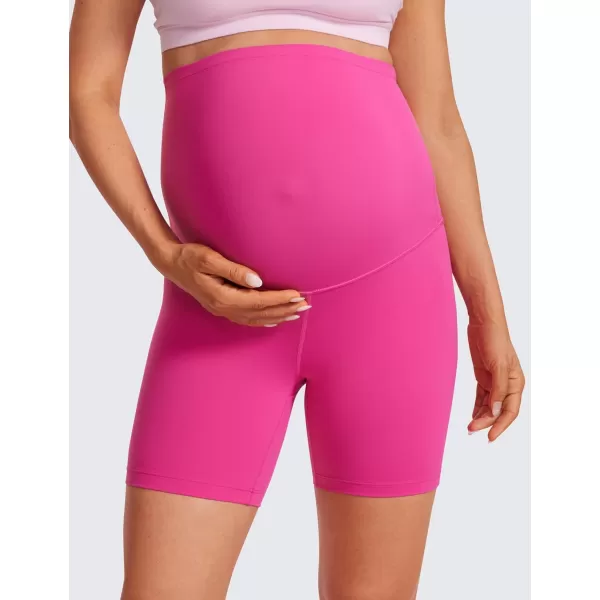 CRZ YOGA Womens Butterluxe Maternity Yoga Shorts 6quot  Over The Belly Pregnancy Workout Athletic Biker ShortsHibiscus Purple