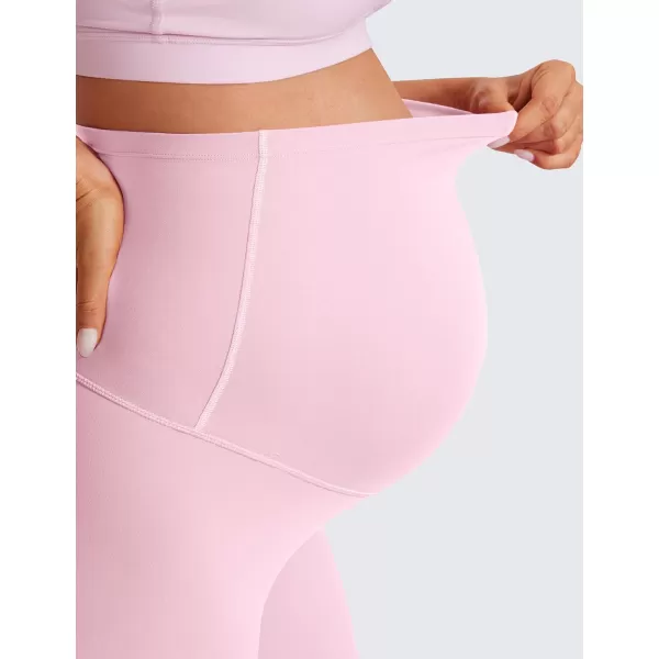 CRZ YOGA Womens Butterluxe Maternity Yoga Shorts 6quot  Over The Belly Pregnancy Workout Athletic Biker ShortsPink Peony