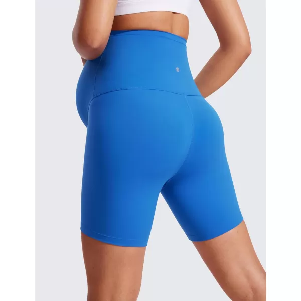 CRZ YOGA Womens Butterluxe Maternity Yoga Shorts 6quot  Over The Belly Pregnancy Workout Athletic Biker ShortsSparkle Blue