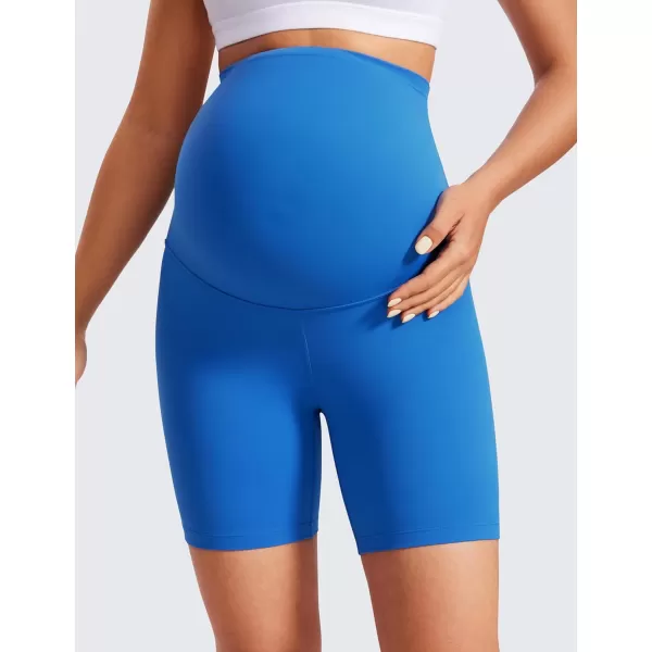 CRZ YOGA Womens Butterluxe Maternity Yoga Shorts 6quot  Over The Belly Pregnancy Workout Athletic Biker ShortsSparkle Blue