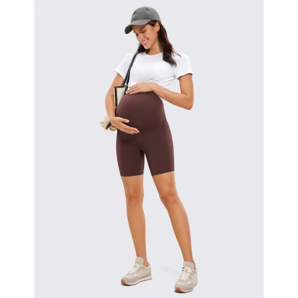 CRZ YOGA Womens Butterluxe Maternity Yoga Shorts 6quot  Over The Belly Pregnancy Workout Athletic Biker ShortsTaupe