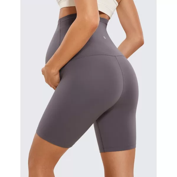 CRZ YOGA Womens Butterluxe Maternity Yoga Shorts 6quot  Over The Belly Pregnancy Workout Athletic Biker ShortsTornado Grey