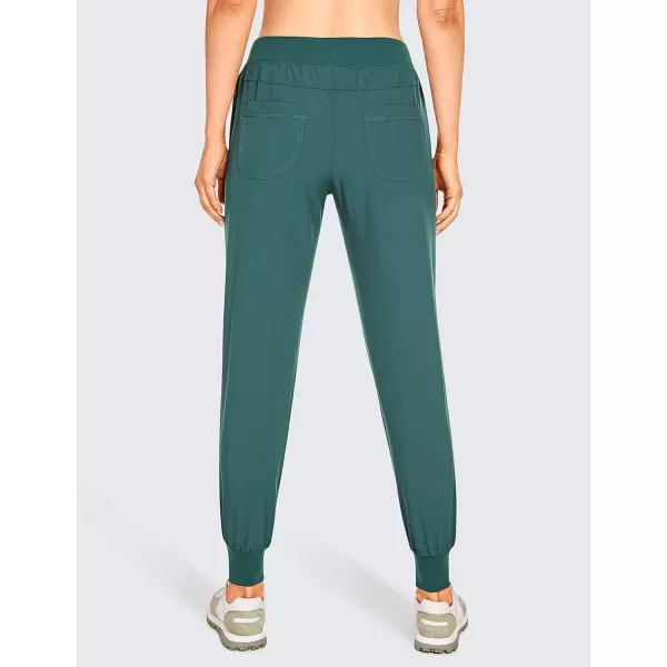 CRZ YOGA Womens Lightweight Workout Joggers 275quot  Travel Casual Outdoor Running Athletic Track Hiking Pants with PocketsMoss Green