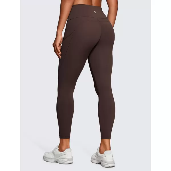 CRZ YOGA Womens Naked Feeling Workout Leggings 25 Inches  High Waisted Yoga Pants with Side Pockets Running TightsHot Fudge Brown