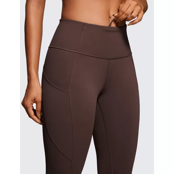 CRZ YOGA Womens Naked Feeling Workout Leggings 25 Inches  High Waisted Yoga Pants with Side Pockets Running TightsHot Fudge Brown