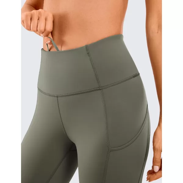 CRZ YOGA Womens Naked Feeling Workout Leggings 25 Inches  High Waisted Yoga Pants with Side Pockets Running TightsLight Army Green