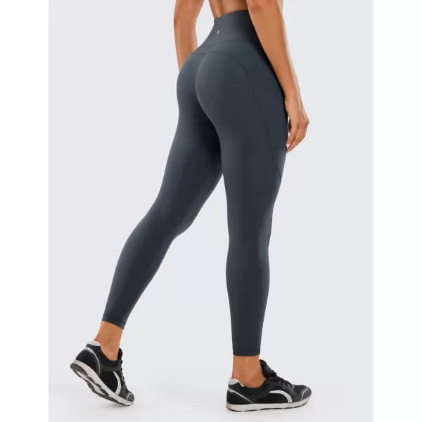 CRZ YOGA Womens Naked Feeling Workout Leggings 25 Inches  High Waisted Yoga Pants with Side Pockets Running TightsMelanite