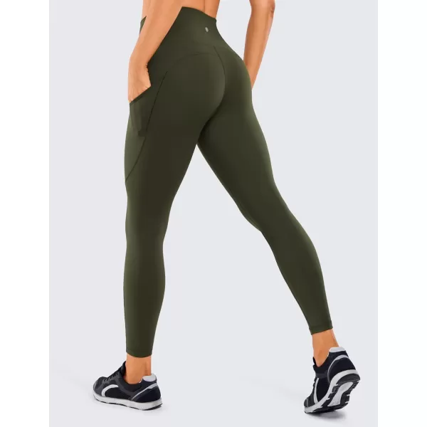 CRZ YOGA Womens Naked Feeling Workout Leggings 25 Inches  High Waisted Yoga Pants with Side Pockets Running TightsOlive Green