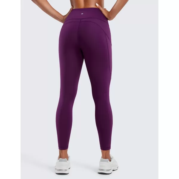 CRZ YOGA Womens Naked Feeling Workout Leggings 25 Inches  High Waisted Yoga Pants with Side Pockets Running TightsPlum Magenta