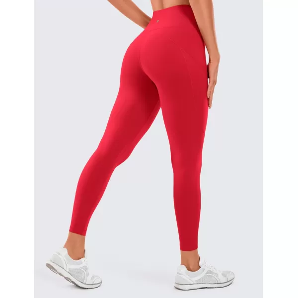 CRZ YOGA Womens Naked Feeling Workout Leggings 25 Inches  High Waisted Yoga Pants with Side Pockets Running TightsRed Chili