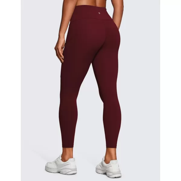 CRZ YOGA Womens Naked Feeling Workout Leggings 25 Inches  High Waisted Yoga Pants with Side Pockets Running TightsRed Merlot