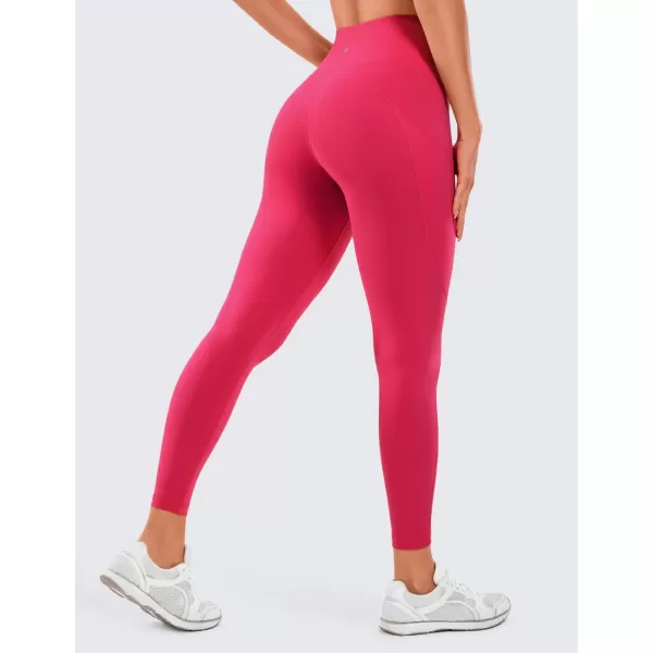 CRZ YOGA Womens Naked Feeling Workout Leggings 25 Inches  High Waisted Yoga Pants with Side Pockets Running TightsViva Magenta