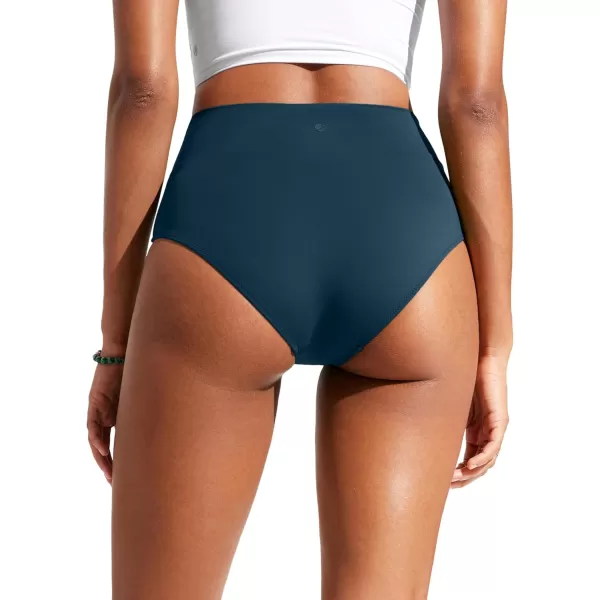 CRZ YOGA Womens V Cut Bikini Bottom High Waisted Cross Front Bathing Swimsuit Bottoms Full Coverage Swim BottomsInsignia Blue