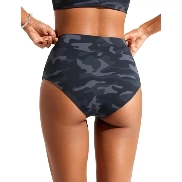 CRZ YOGA Womens V Cut Bikini Bottom High Waisted Cross Front Bathing Swimsuit Bottoms Full Coverage Swim BottomsJungle Camouflage Gray