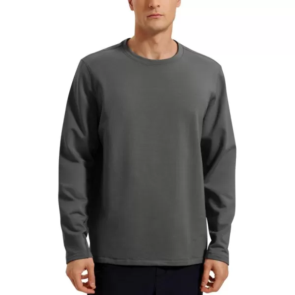 CRZ YOGA Fleece Crewneck Sweatshirt for Men Long Sleeve Breathable Workout Casual Pullover Basic SweatshirtsAnthracite