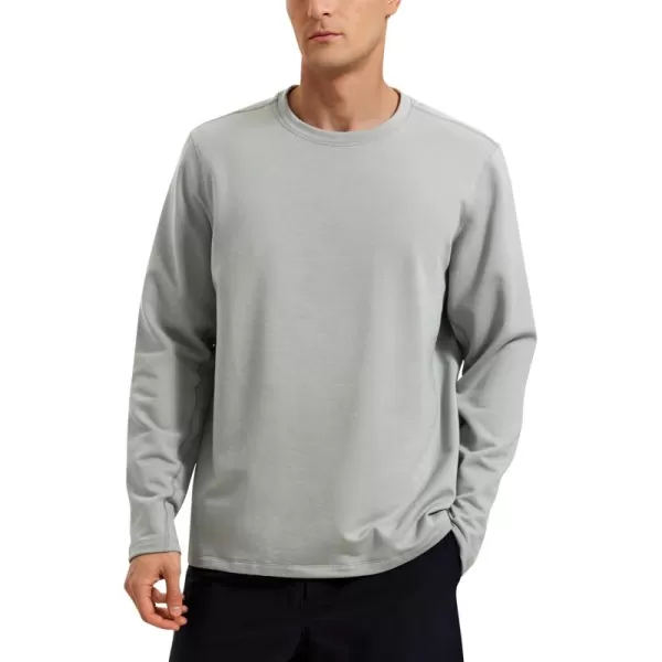 CRZ YOGA Fleece Crewneck Sweatshirt for Men Long Sleeve Breathable Workout Casual Pullover Basic SweatshirtsSterling