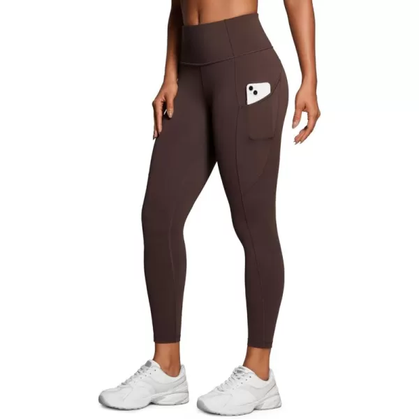 CRZ YOGA Womens Naked Feeling Workout Leggings 25 Inches  High Waisted Yoga Pants with Side Pockets Running TightsHot Fudge Brown