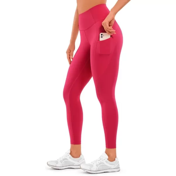 CRZ YOGA Womens Naked Feeling Workout Leggings 25 Inches  High Waisted Yoga Pants with Side Pockets Running TightsViva Magenta