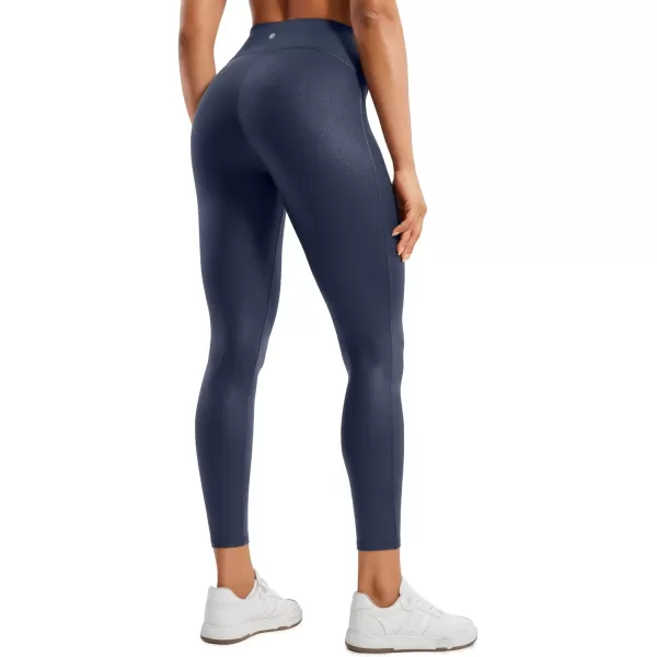 CRZ YOGA Butterluxe Womens Matte Faux Leather Leggings 25quot  No Front Seam High Waist Stretch Tights Pleather PantsReal Navy Foil Pattern