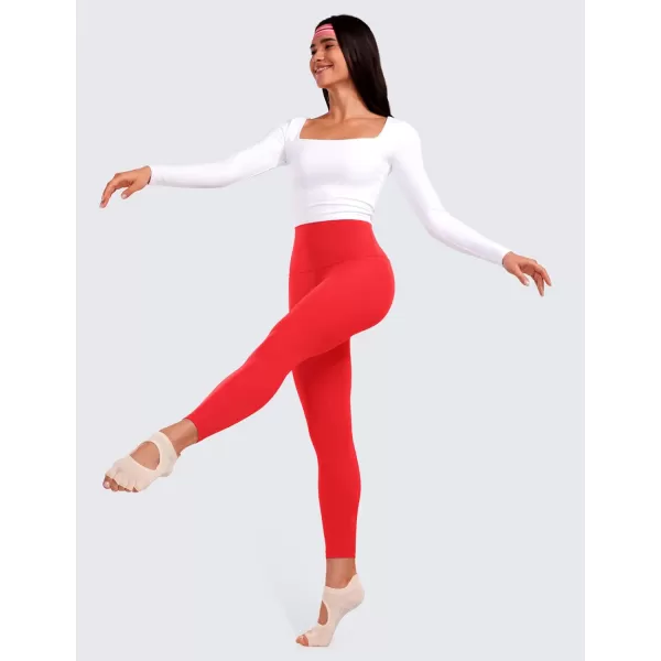 CRZ YOGA Super High Waisted Butterluxe Workout Leggings 25  Over Belly Buttery Soft Full Length Yoga Pants for WomenDeep Red