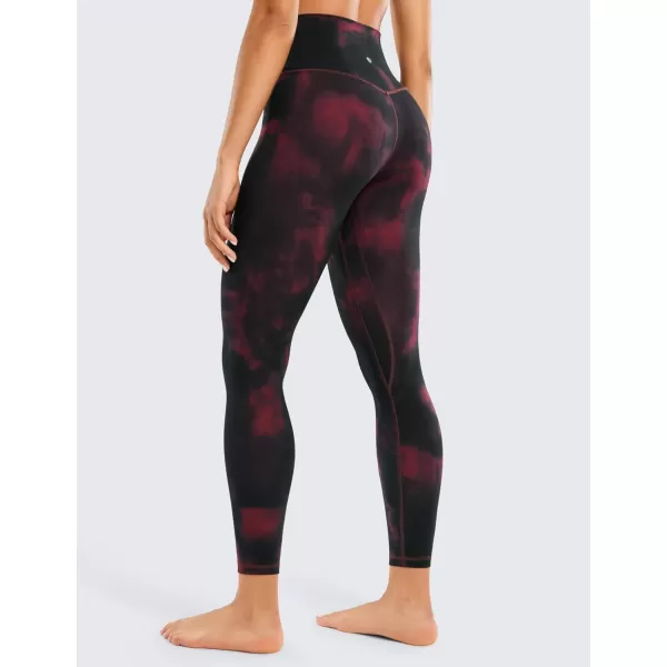 CRZ YOGA Womens Butterluxe High Waisted Yoga Leggings 25quot  Double Seamed Buttery Soft Comfy Athletic Gym Workout PantsBurgundy Tie Dye Flowers